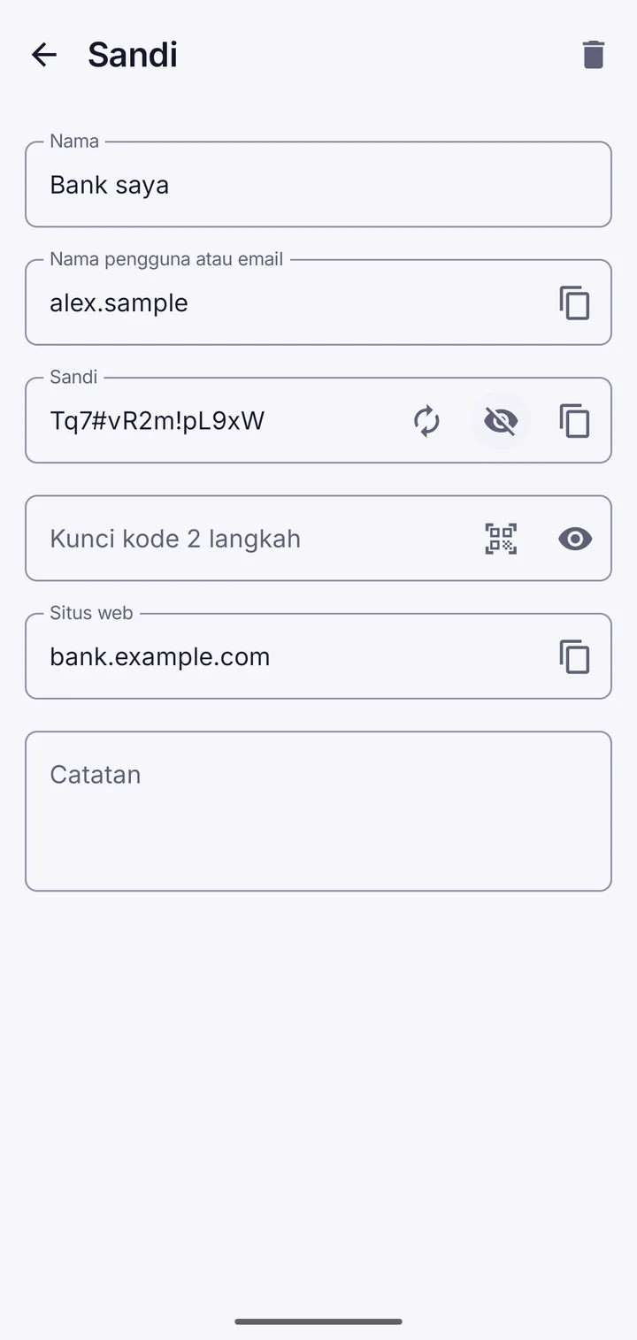 Vault This menampilkan kata sandi