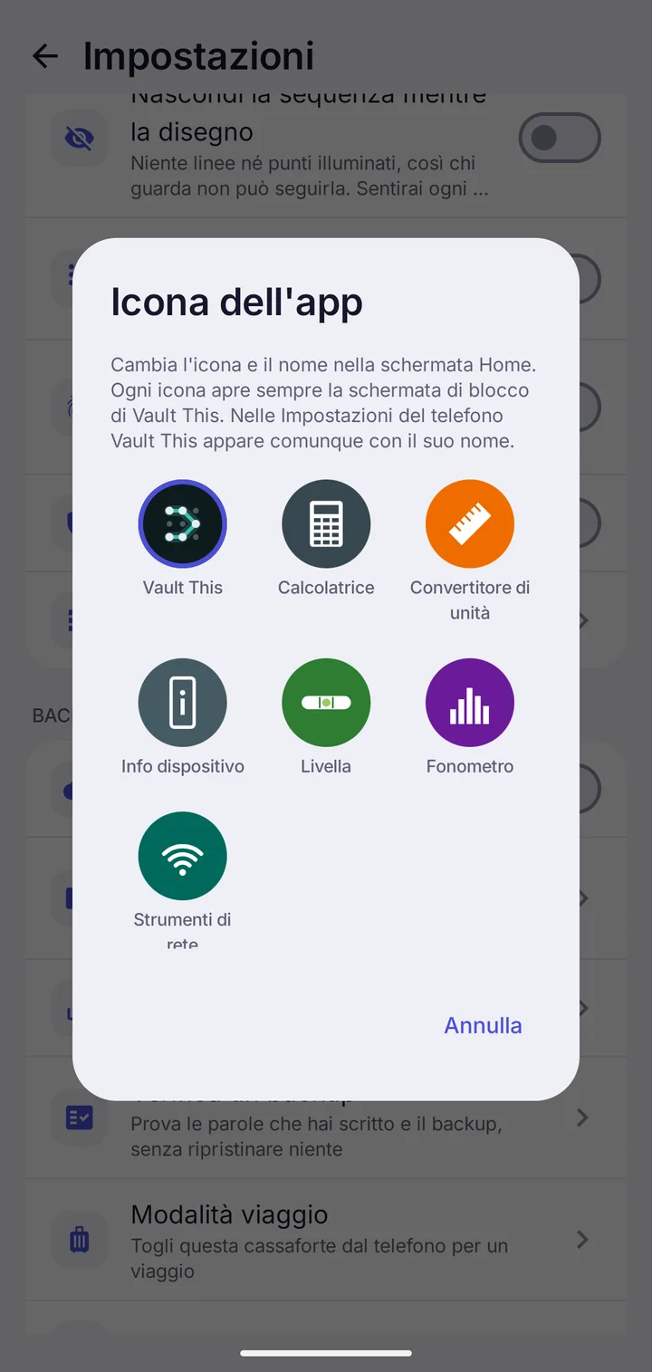 Scelta di un'icona di travestimento