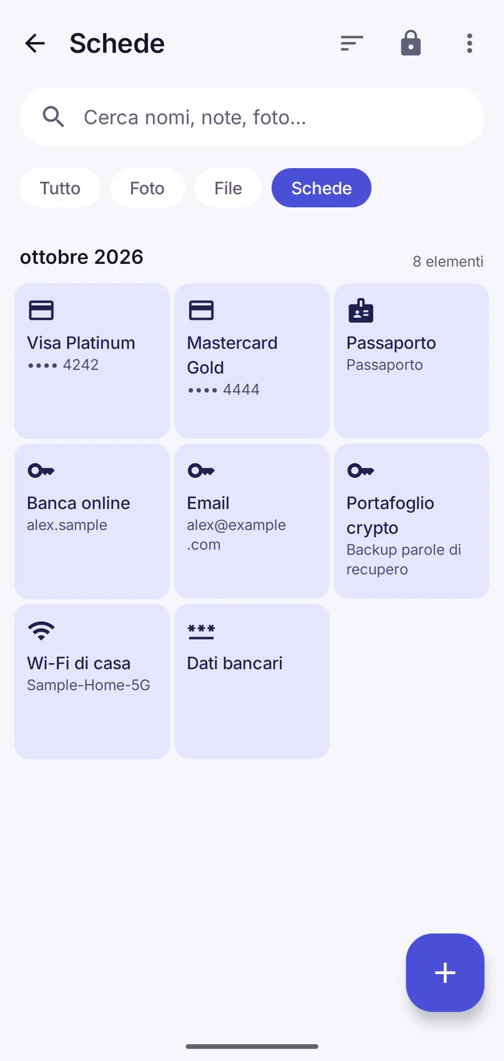 Anche password e carte nel backup