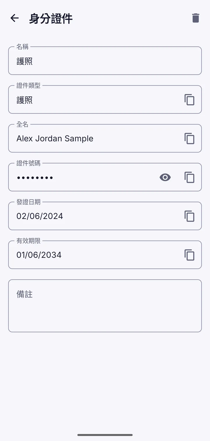 存在保險箱裡的護照資料