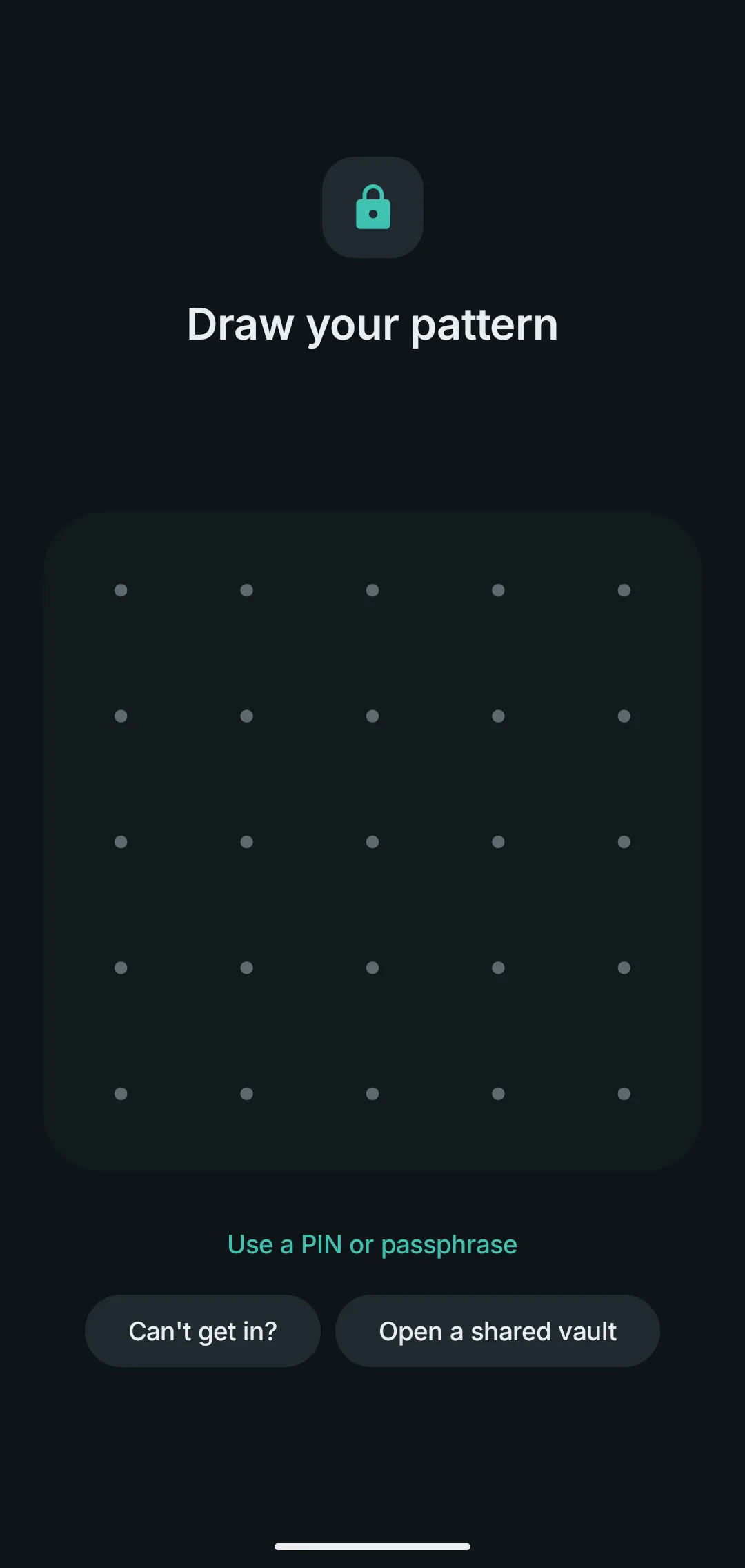 La pantalla de patrón de Vault This